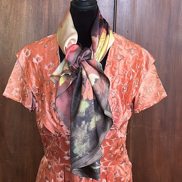 Vintage Handmade Peachy Keen Satin Dress - Picture 16 of 16